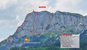 Übersicht Pfaffenstein Südwand mit Kletterrouten