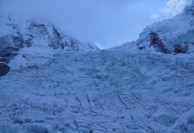 Der Everest Icefall vom Everest/Lhotse-Basislager Bild © D. Göttler