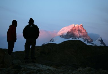 STEPHAN GLOWACZ und ROBERT JASPER klettern auf dem patagonischen Cerro Murallón; Foto: Klaus Fengler