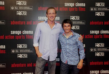 Thomas Dirnhofer und David Lama bei der Filmpremiere in San Sebastian/ Spanien