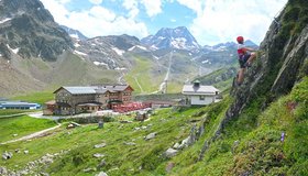 Einstieg Kanten Klettersteig - Dresdner Hütte Klettersteige